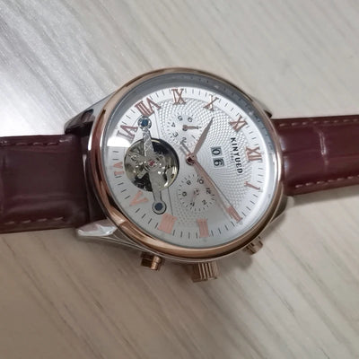 Tourbillon Skeleton Watch Roman Numerals Calendar