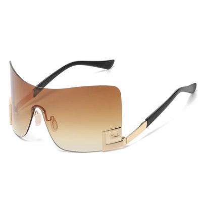 Arc Shield Rimless Sunglasses UV400 Protection - C V3