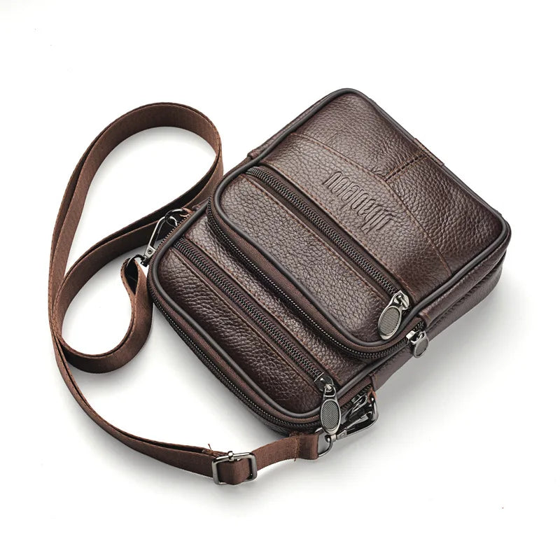 Crossbody Bag for Men with Multiple Zippered Pockets
