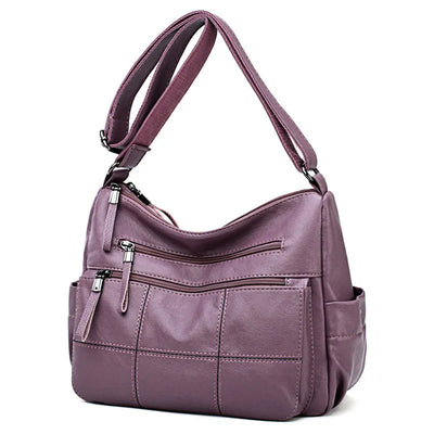 Genuine Leather Shoulder Bag Crossbody with Zip Pockets