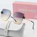 Borderless Cat Eye Sunglasses with Gradient UV Lenses - Blue