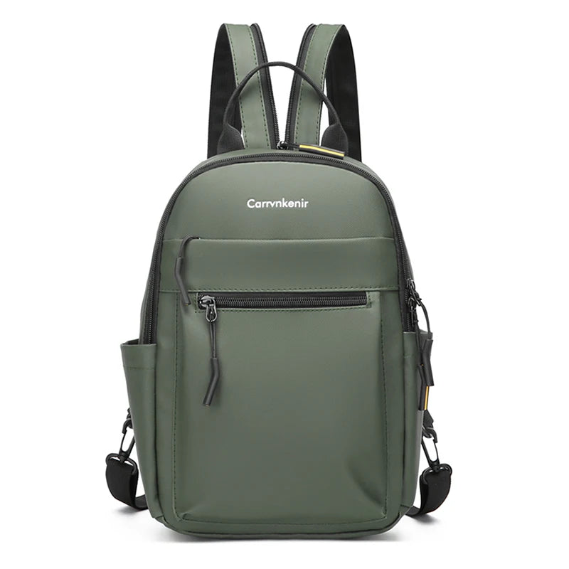 Backpack with Front Zipper Pocket And Crossbody Strap - Green