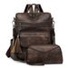 Backpack with Fringe Design and Multi Pocket Layout - Coffee