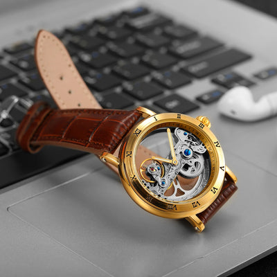 Openwork Timepiece With Automatic Skeleton Movement