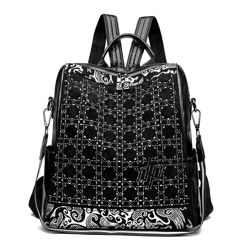 Backpack Rhombic Lattice Diamond Embellished Daybag - WO2MEN