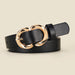 Round Buckle Belt with Three Ring Buckle Design - Black V3