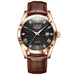Womens Leather Strap Watch with Roman Dial Quartz - Rose Gold Black V2