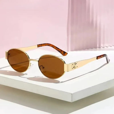Oval Gold Frame Sunglasses with Luxe Minimalism Edition - WO2MEN
