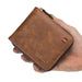 Trifold Zipper Wallet with Vintage Craft Symmetry Line - Brown