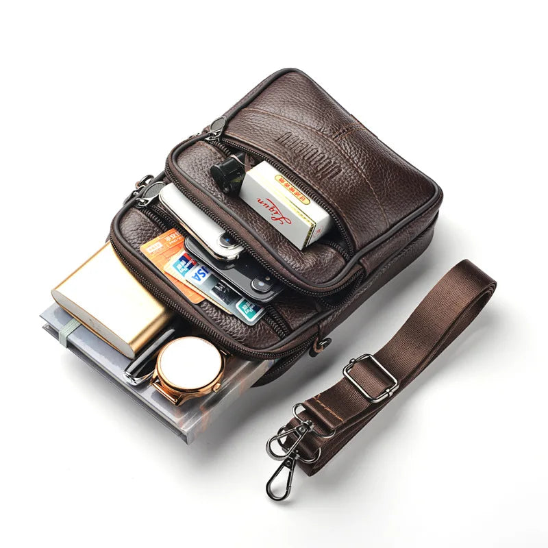 Crossbody Bag for Men with Multiple Zippered Pockets