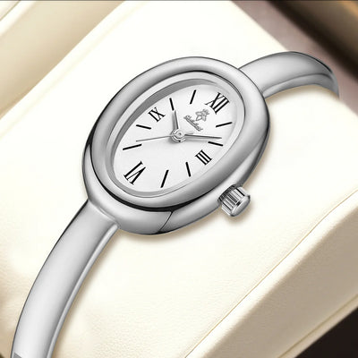 Elegant Oval Bracelet Watch with Roman Numeral Dial