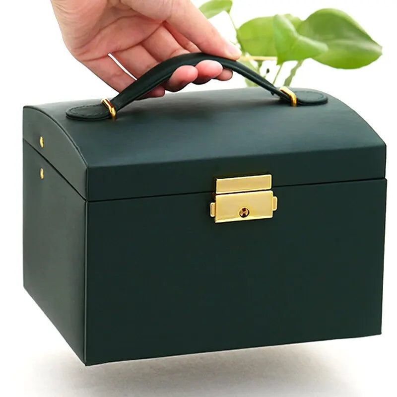 Elegant Three Layer Jewelry Box With Drawer Lock System