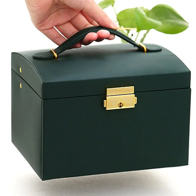 Elegant Three Layer Jewelry Box With Drawer Lock System