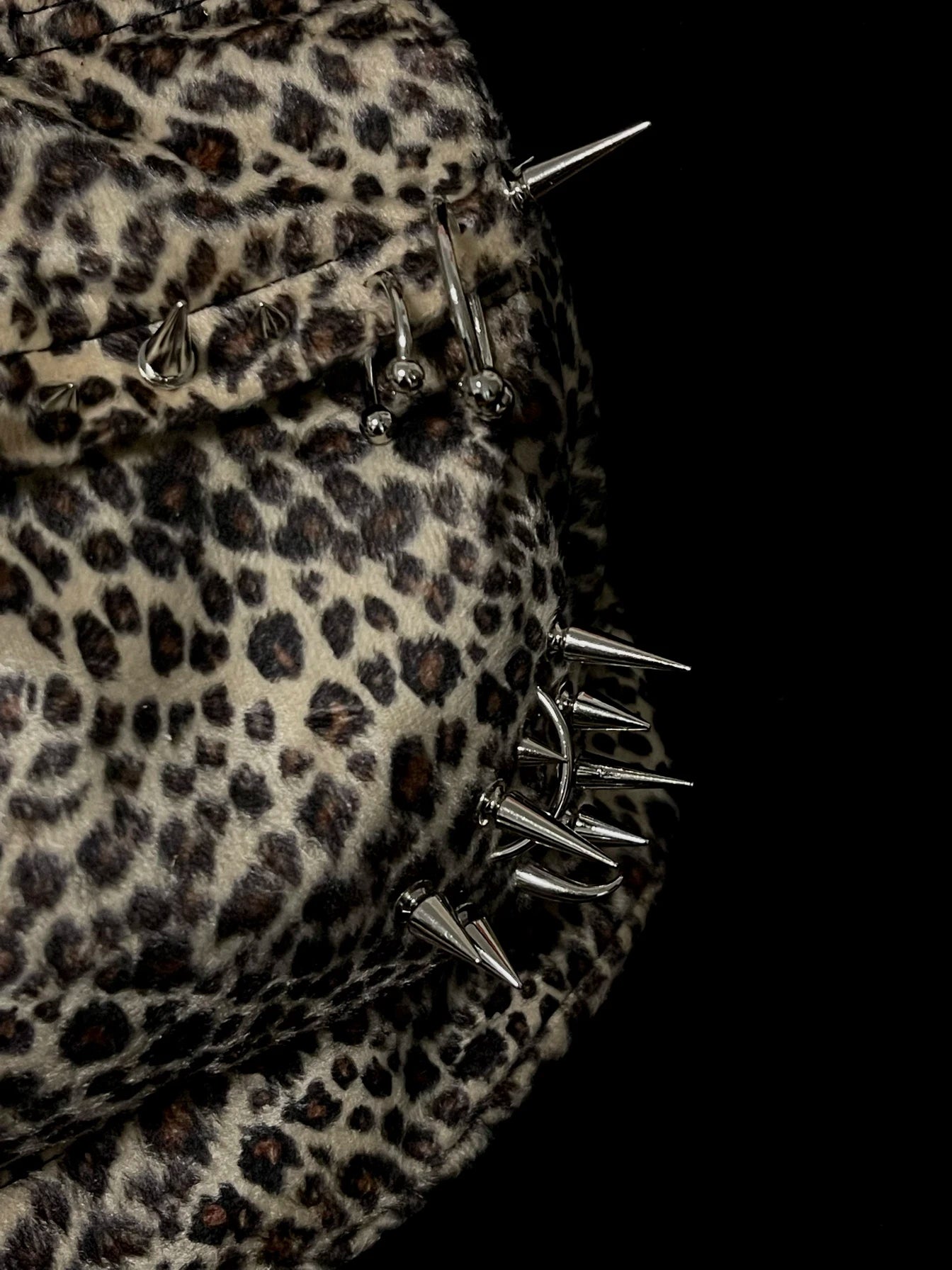 Leopard Print Spike Studded Backpack Large Capacity