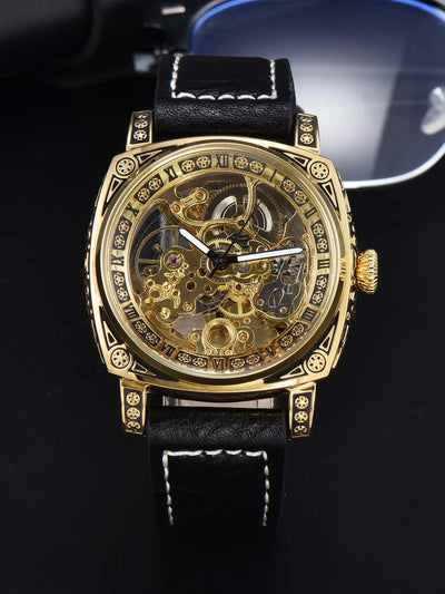 Skeleton Mechanical Watch Openwork Dial Luminous Hands