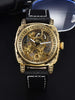 Skeleton Mechanical Watch Openwork Dial Luminous Hands - Gold Black