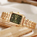 Light Luxury Women Quartz Square Dial Wristwatch - Green