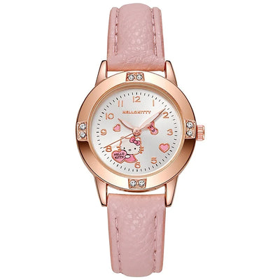 Cartoon Charm Dial Watch with Crystal Hearts Decorative