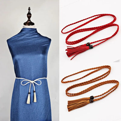 Braided Tassel Belt for Dress Cinch Bohemian Style