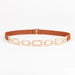 Floral Link Chain Belt with Elastic Strap Design - Camel