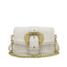 Handbag Crossbody With Ornate Lock and Chain Strap - White