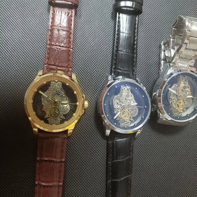 Skeleton Automatic Quartz Wrist Watch Exposed Movement