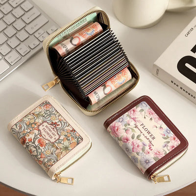 Wallet Floral Art Guardian Card Holder Compact Zipper - WO2MEN
