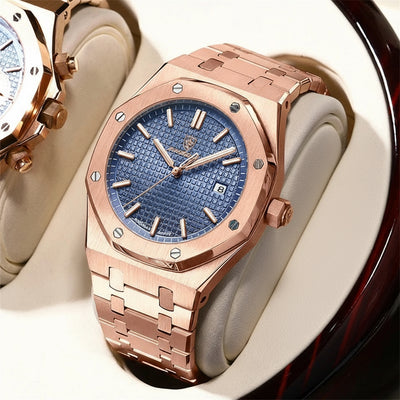 Watch Architectural Grid Dial Refined Timepiece Craft - WO2MEN