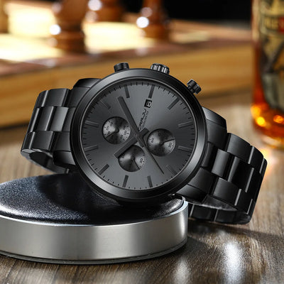 Monolithic Chronograph Dial Wristwatch with Date Window