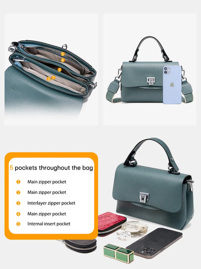 Enveloped Top Handle Bag With Classic Metal Clasp Charm
