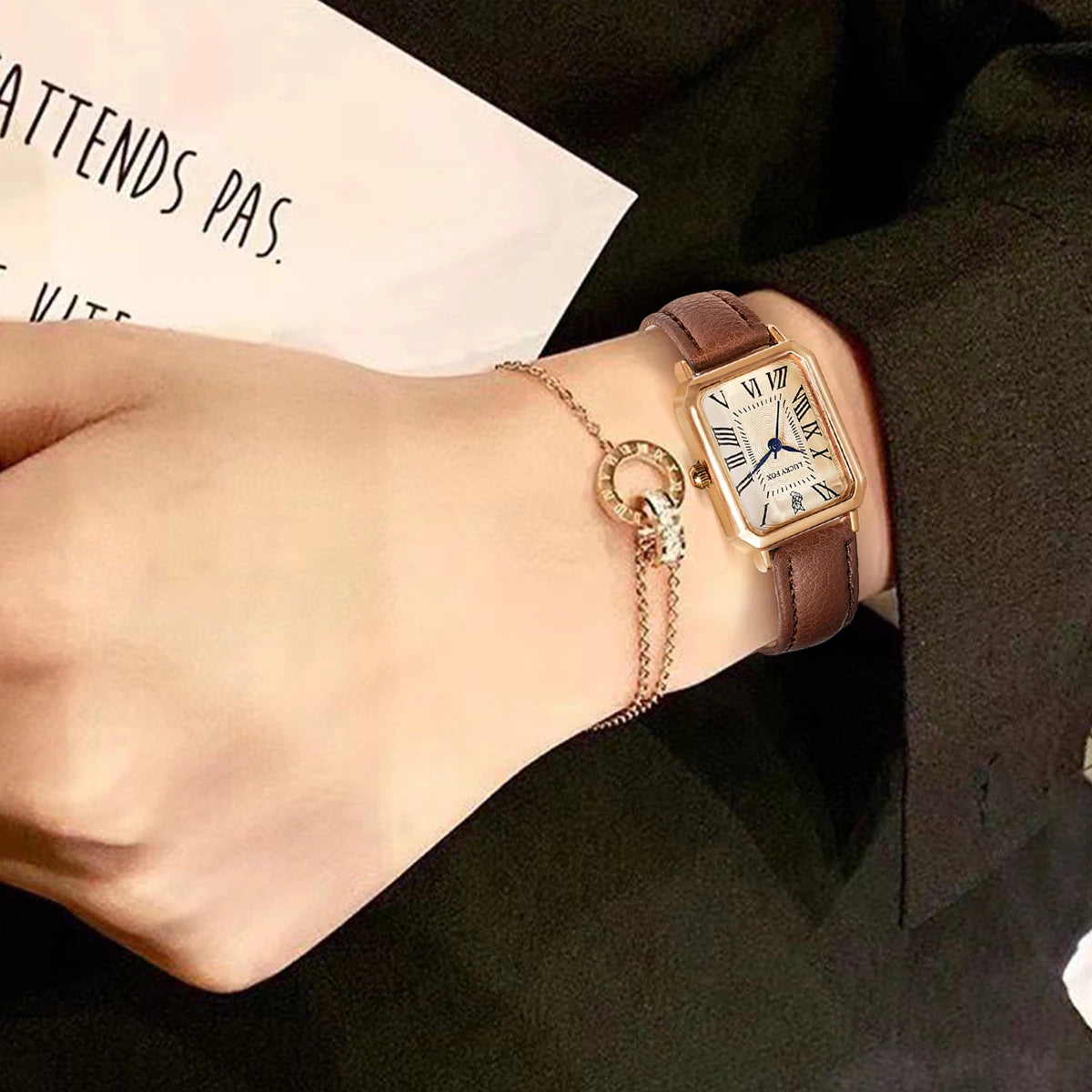 Watch Gift Set with Bracelet in Rectangle Case