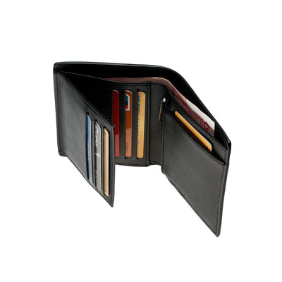 Geometric Fold Wallet with Card Slots and Zipper Pocket