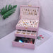 Portable Jewelry Box Organizer with Necklace Tray - Pink XL