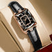 Rectangle Luxe Watch With Diamond Crystal Frame Design - Rose Gold Black