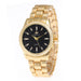 Classic Round Quartz Wristwatch Fluted Bezel Design - Gold Black V2