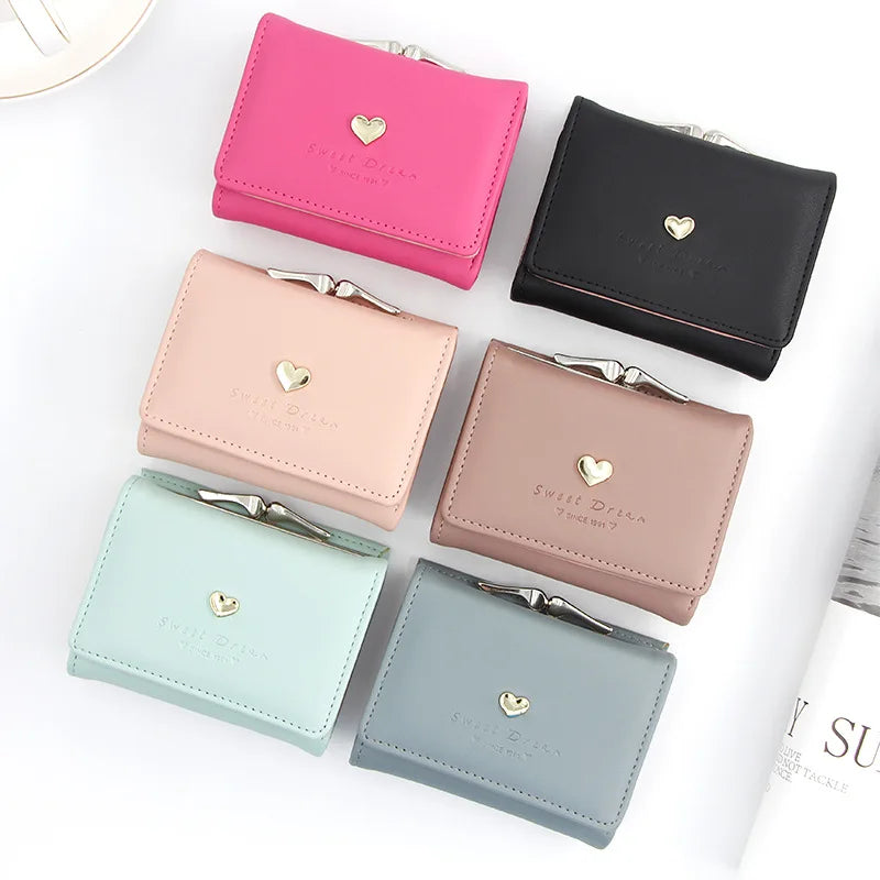 Petite Heart Clasp Wallet for Cards and Coins Elegance