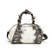 Snake Hardware Crocodile Pattern Top Handle Handbag - White