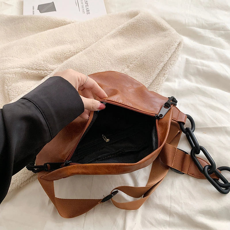 Crossbody Chest Bag with Tassels And Chain Strap