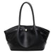 Elegant Lychee Pattern Shoulder Handbag Large Capacity - Black