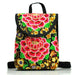 Floral Embroidery Backpack with Hasp Closure Front - A