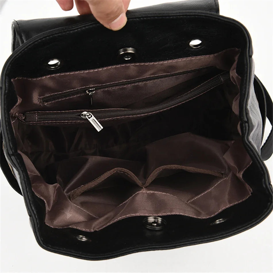 Backpack with Front Buckle Strap And Multiple Pockets