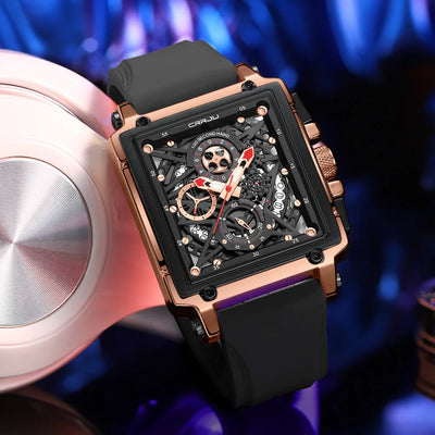 Skeleton Square Chronograph Timepiece With Subdials