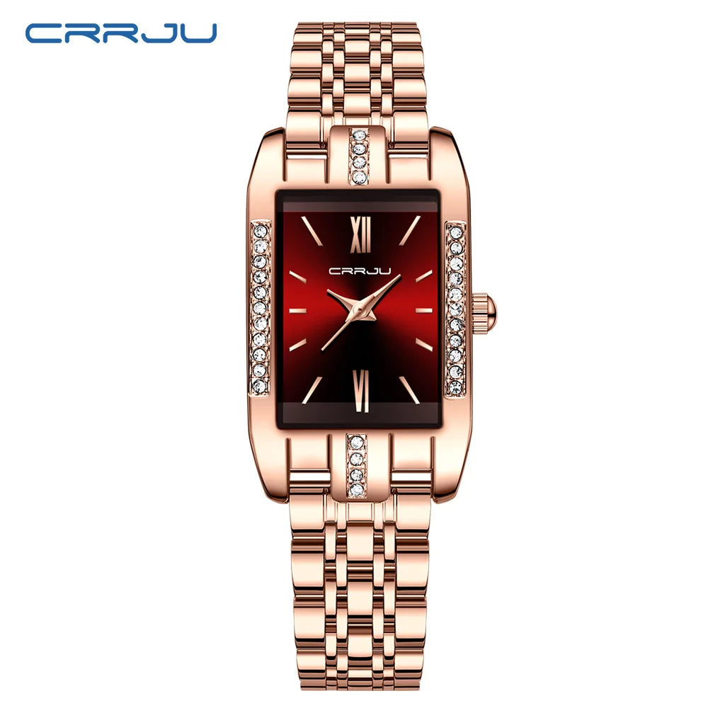 Rectangular Crystal Embellished Bracelet Watch Sparkle
