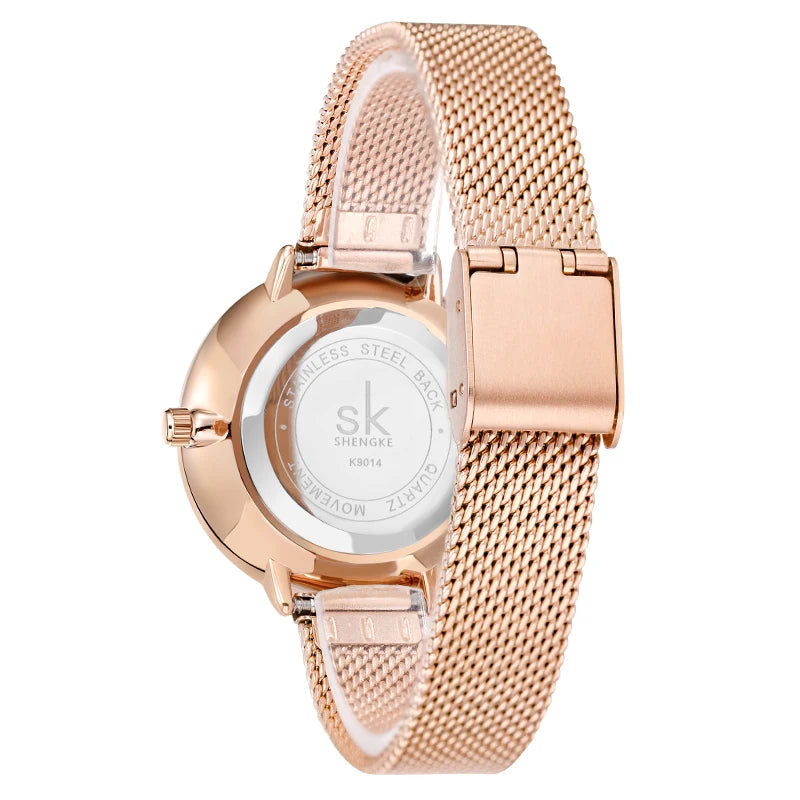 Watch Floral Dial Mesh Strap Timepiece for Everyday - WO2MEN