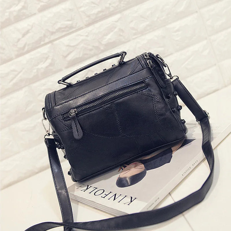 Studded Barrel Shaped Shoulder Bag with Crossbody Strap