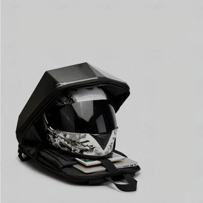 Motorcycle Rider Backpack Hard Shell Carbon Fiber Style