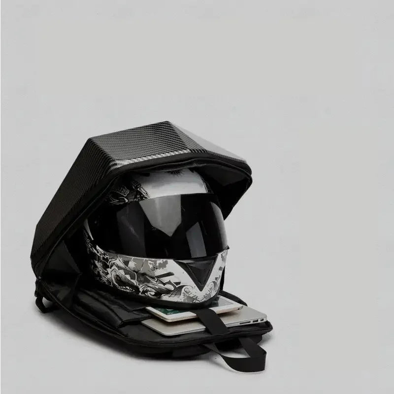 Motorcycle Rider Backpack Hard Shell Carbon Fiber Style