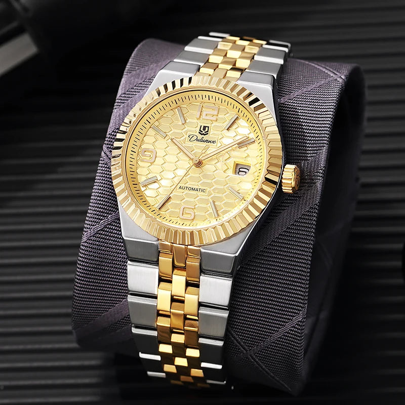 Wristwatch Automatic Calendar Honeycomb Pattern Dial