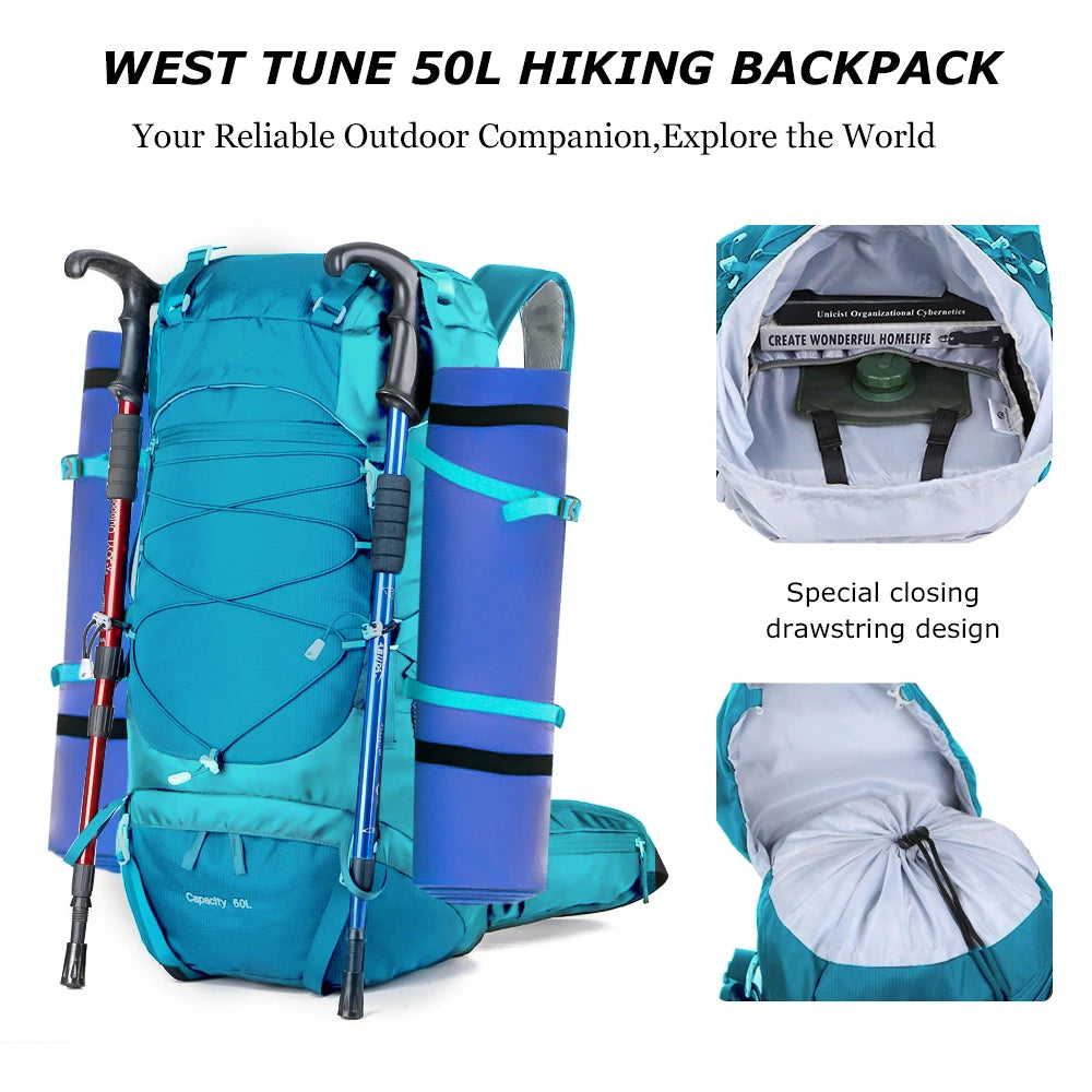 Backpack For Trekking and Hiking 50L Rain Cover Gear - WO2MEN