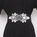 Flower Beaded Elastic Cummerbund Belt Rhinestone Rose - Clear